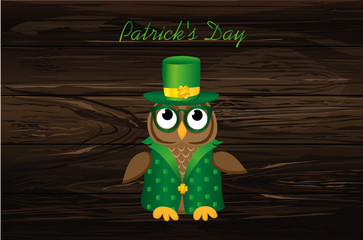 Wall Mural - Happy owls in national costume at Patrick's Day. Greeting dard