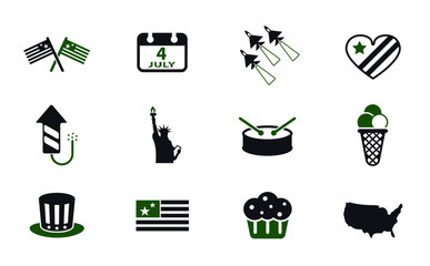 independance day simple vector icons in two colors