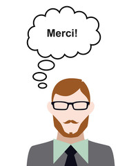 Canvas Print - Person denkt an Merci