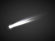 Vector Comet With Large Dust. Falling Star. Glow Light Effect.
