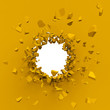 Yellow wall explosion with copy space.