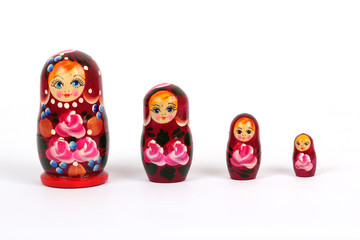 Wall Mural - traditional Russian matryoshka doll on white background