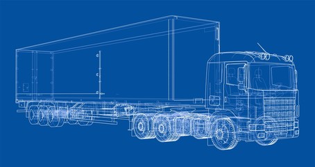 Poster - European truck outlined vector