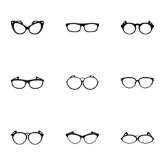 Spectacle icons set. Simple set of 9 spectacle vector icons for web isolated on white background