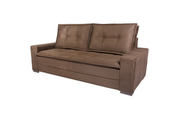 modern brown suede couch sofa  isolated