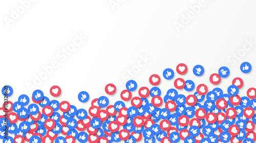 Cuadros en Lienzo Social media like and heart icons background, vector illustration