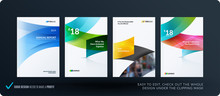 Set Of Design Brochure, Abstract Annual Report, Horizontal Cover