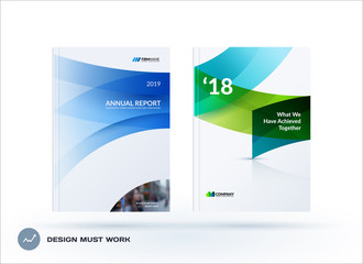 Wall Mural - Set of design brochure, abstract annual report, horizontal cover