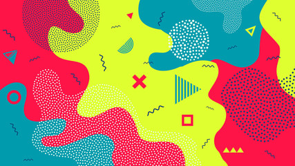 creative vector illustration of children cartoon color splash background. art design trendy 80s-90s 