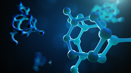 Wall Mural - science or medical background with molecules and atoms.