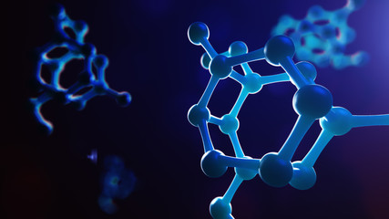 Wall Mural - science or medical background with molecules and atoms.