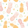 Vector orange green pineapples stars summer tropical seamless pattern background. Great as a textile print, party invitation or packaging.