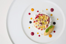 Beautiful Elegant Colorful Dessert In A Plate