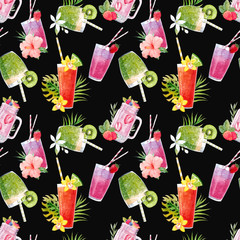 Canvas Print - Watercolor smoothie vector pattern