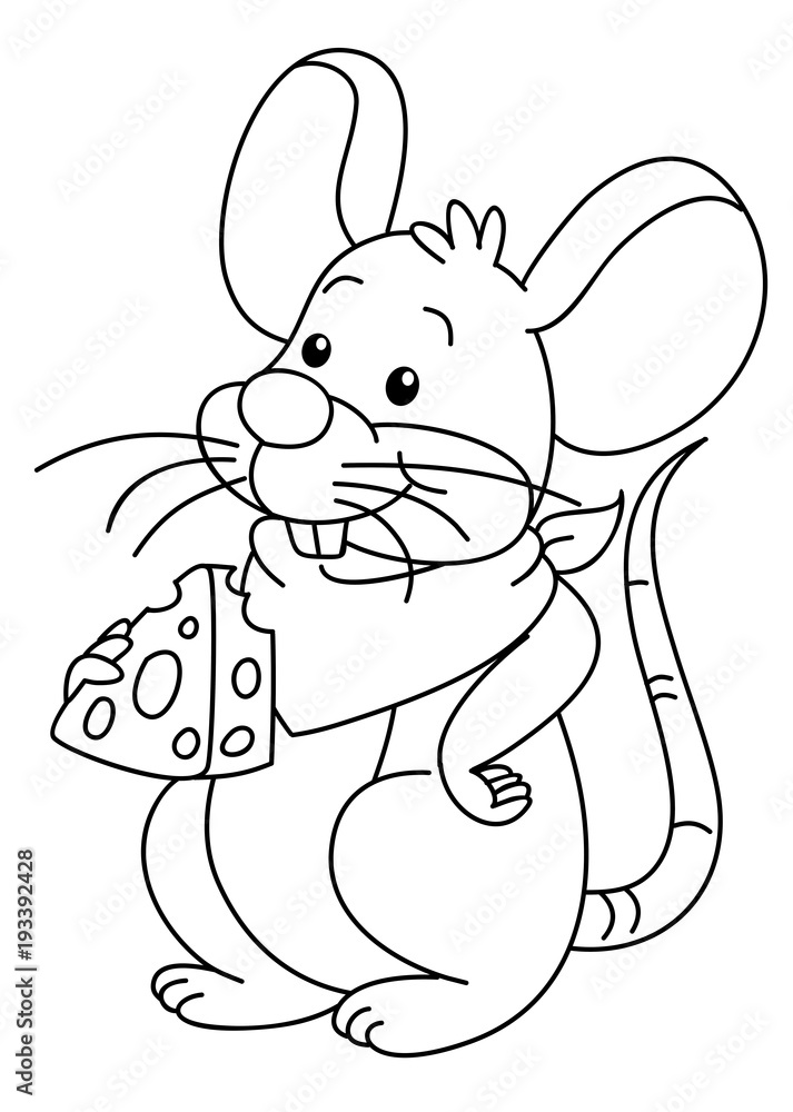 Coloring book with mouse, vector - obrazy, fototapety, plakaty 