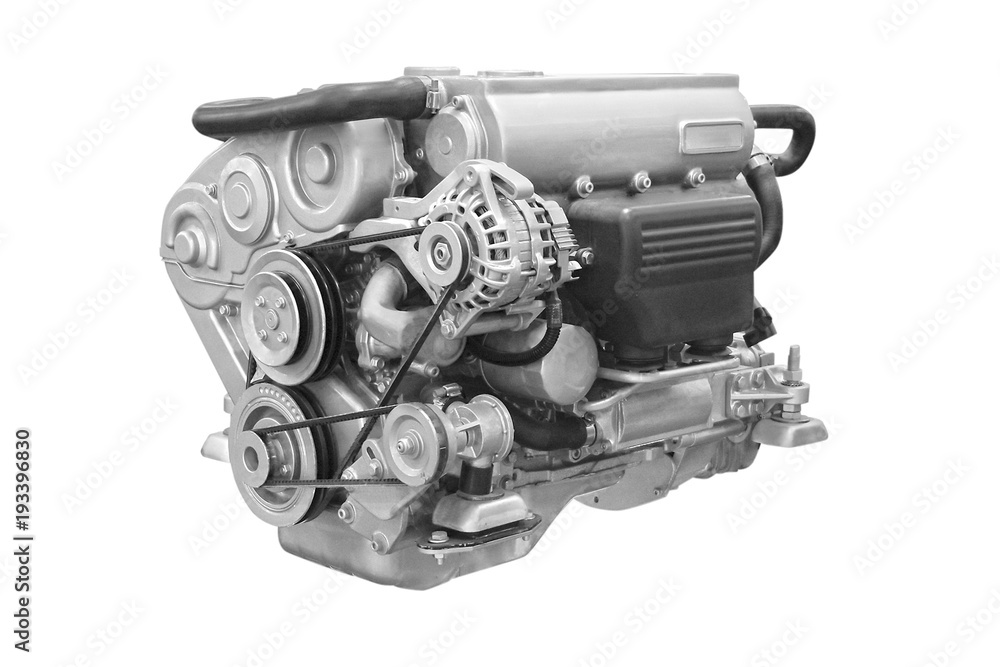 The image of an engine under the white background - obrazy, fototapety, plakaty 