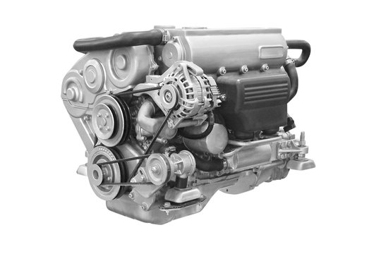 The image of an engine under the white background