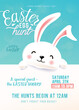 Cute party poster for Easter Egg Hunt with funny easter bunny