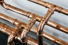 Copper Pipes And Fittings For Carrying Out Plumbing Work.