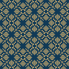 Wall Mural - Seamless background southeast Asian retro aboriginal traditional art textile pattern square mosaic cross geometry