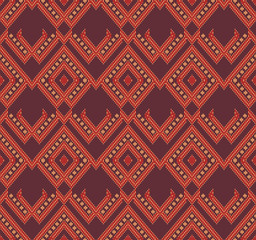 Wall Mural - Seamless background southeast Asian retro aboriginal traditional art textile pattern geometry triangle check cross line
