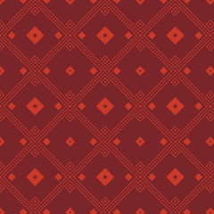 Wall Mural - Seamless background southeast Asian retro aboriginal traditional art textile pattern square check diamond cross dot line frame