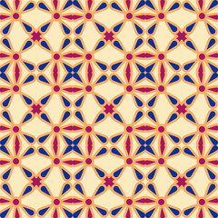 Wall Mural - Seamless background southeast Asian retro aboriginal traditional art textile pattern curve round cross frame flower