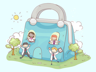 Wall Mural - Stickman Kids Doctor Bag Illustration