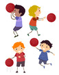 Stickman Kids Boys Basketball Basics Illustration