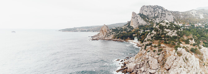 Rocky mountain coastline.