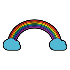 Canvas Print - Rainbow with clouds icon vector illustration graphic design