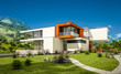 © korisbo - 3d rendering of modern house by the river
