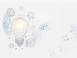 © Phodsapon Longvilai - Technology Background. Wireframe lightbulb and 3d gear on dotted sphere background represents technology concept and engineering. Vector illustration.