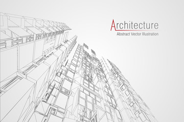 modern architecture wireframe. concept of urban wireframe. wireframe building illustration of archit