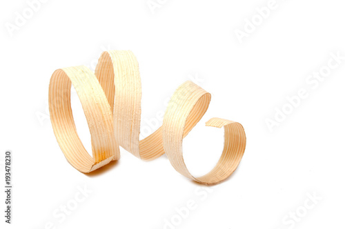 Fotografie, Obraz Sawdust or wooden cuttings isolated on the white