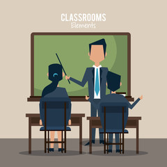 Sticker - Teacher in classroom cartoon vector illustration graphic design