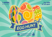 Easter Egg Hunt Poster, Invitation, Leaflet Template Design. Vector Illustration.