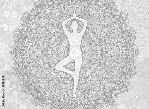 Obraz na plátně Grayscale Zen Yoga Mandala