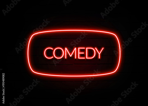 Fotografie, Tablou Comedy neon sign on brick wall background.