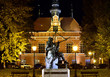 Monument of Polish Astronomer Jan Heweliusz in Gdansk Old Town by night