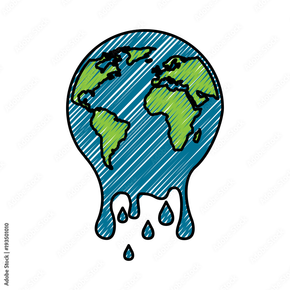 melting globe planet earth warming environment concept vector illustration drawing graphic