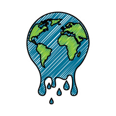 Sticker - melting globe planet earth warming environment concept vector illustration drawing graphic