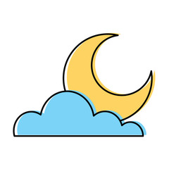 Sticker - cloud half moon weather sky image vector illustration