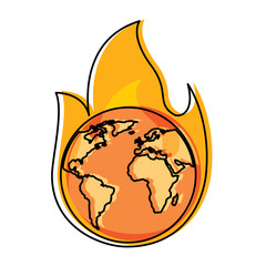 Canvas Print - earth on fire planet is burning disaster warning vector illustration