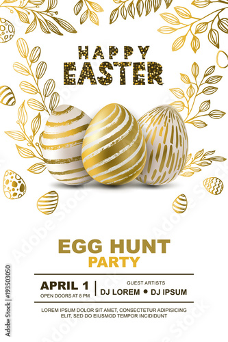 Fotografia Easter egg hunt party vector poster design template