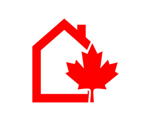 Wall Mural - red maple leaves house home house housing residence residential image icon