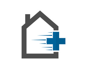 Wall Mural - blue cross medical house image vector icon