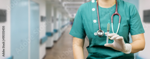 Nurse Or Female Doctor Holding An Injection Needle Vintage Color