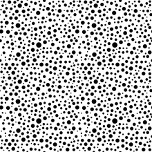 Seamless Background With Random Black Circles. Abstract Ornament. Dotted Abstract Pattern