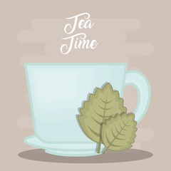 Sticker - hot cup of tea with tea leaves design